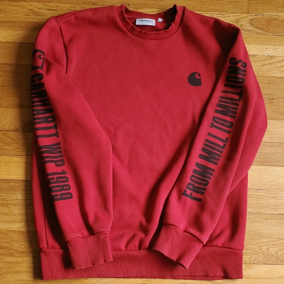 Carhartt WIP | Shirts | Carhartt Wip Crewneck Sweatshirt Size Medium Red  Mill To Millions | Poshmark